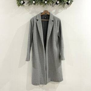 Zara Faux Felt Wool Coat in Heather Gray Size X-Large long duster UU-4534